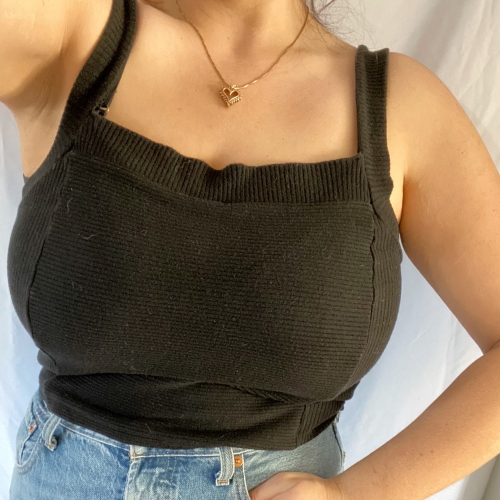 Errant Ribbed Square Neck Tank Top L